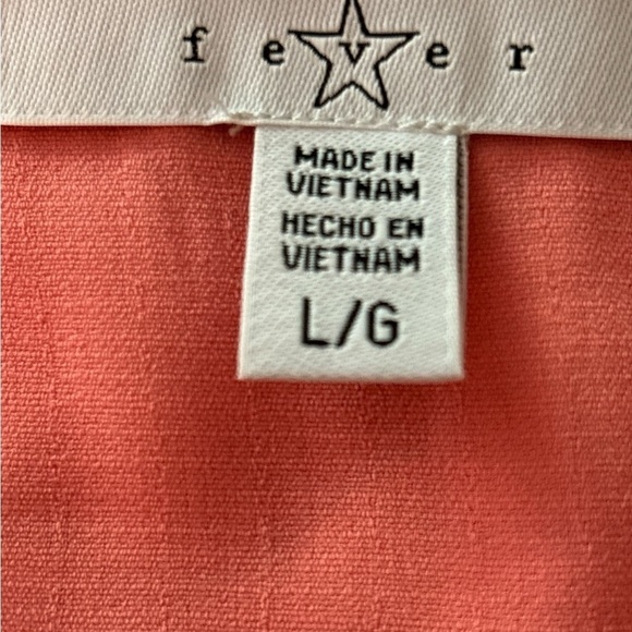 FEVER sleeveless top, full cut size Large.   Tangerine color, deep V Neck Pleats - Picture 3 of 4